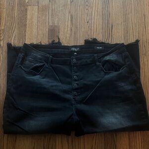 Judy Blue Faded Black Wide Leg Jeans with Button-Fly